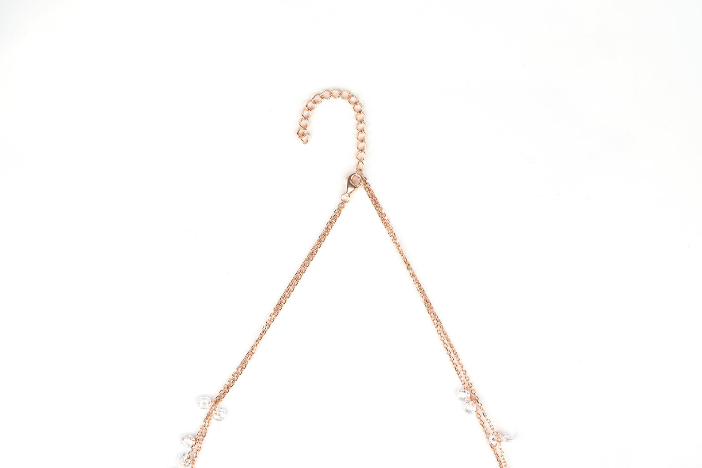 Rose Crystal Charms Dual Line Necklace