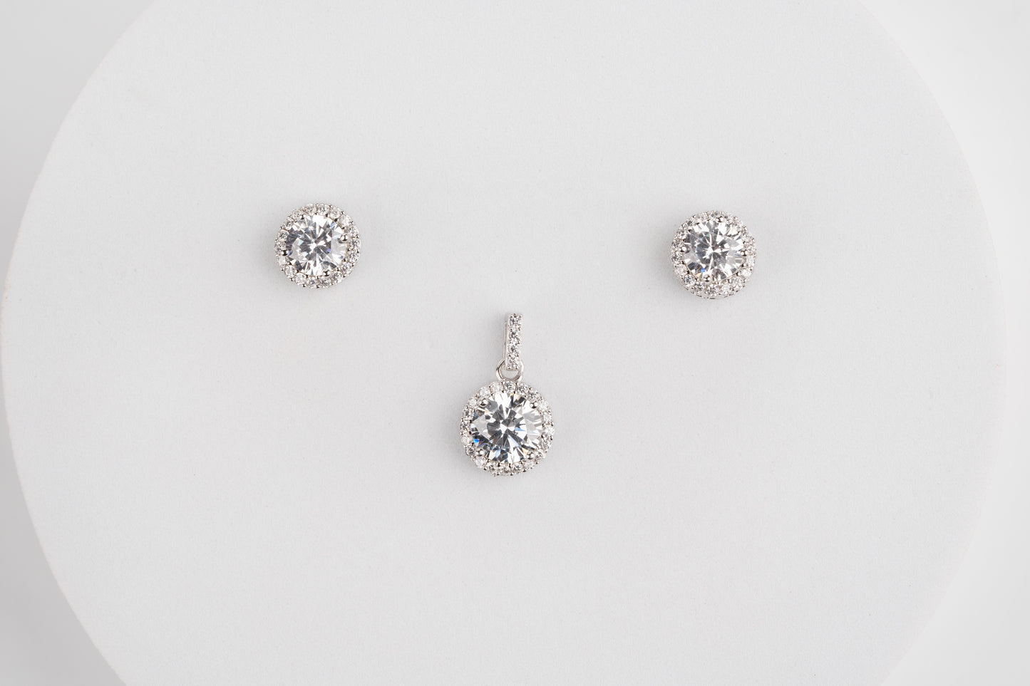Silver Solitaire Pendant Set