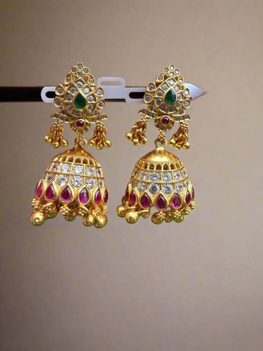 Green Floral Jhumka