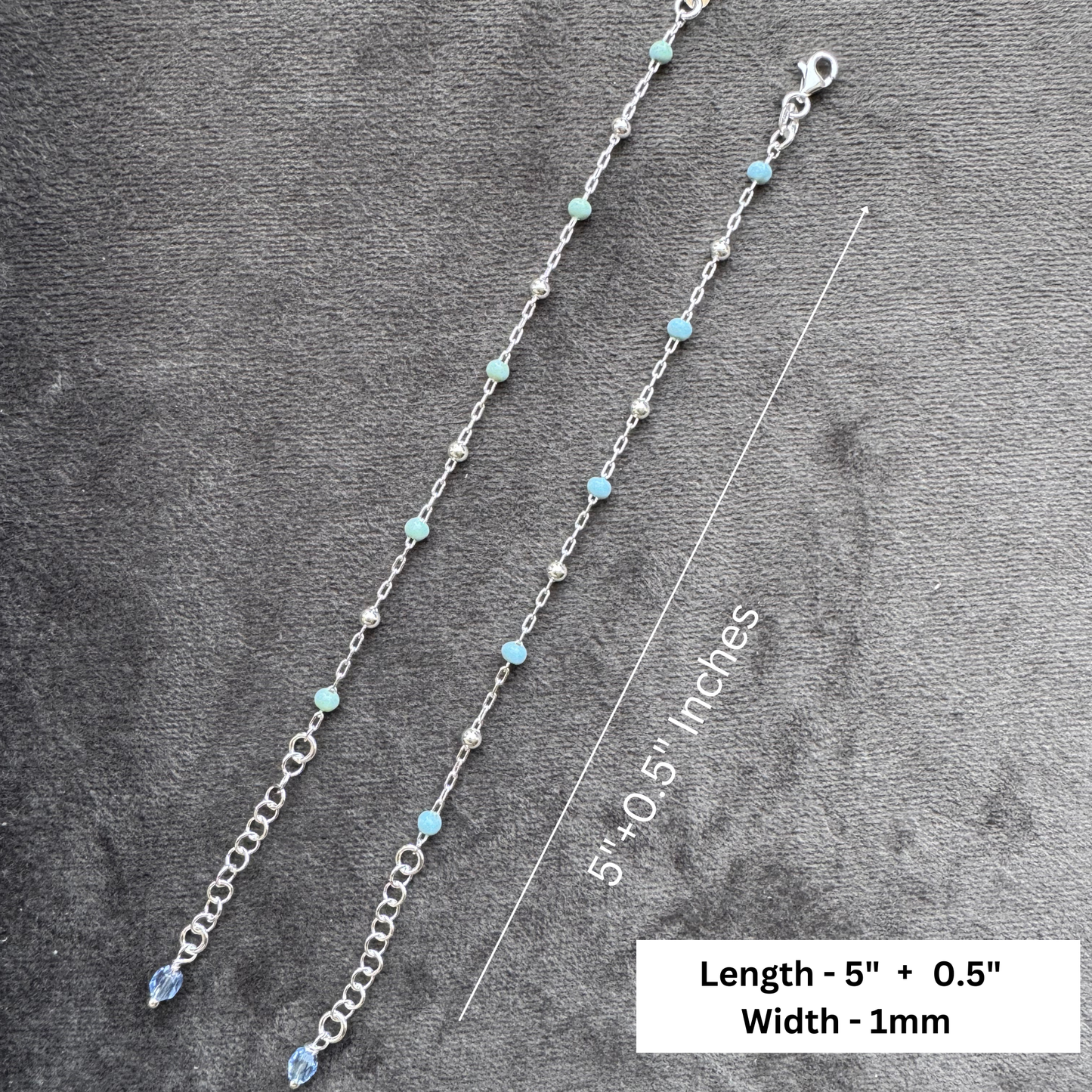 Silver Blue Crystals Anklet