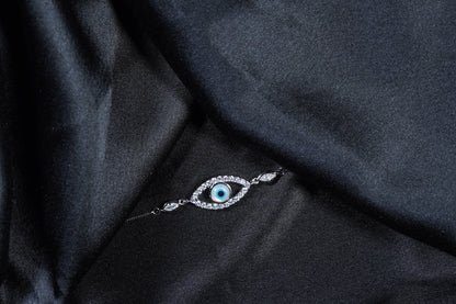 Lustrous Evil Eye Silver Bracelet