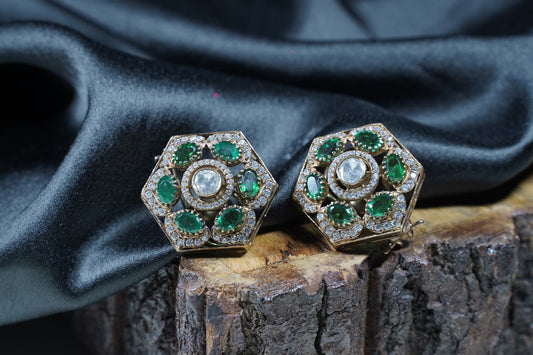 Emerald Hex Moissanite Earrings