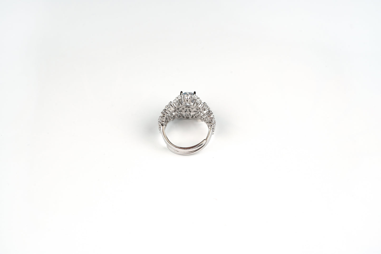 Silver Solitaire Cocktail Ring