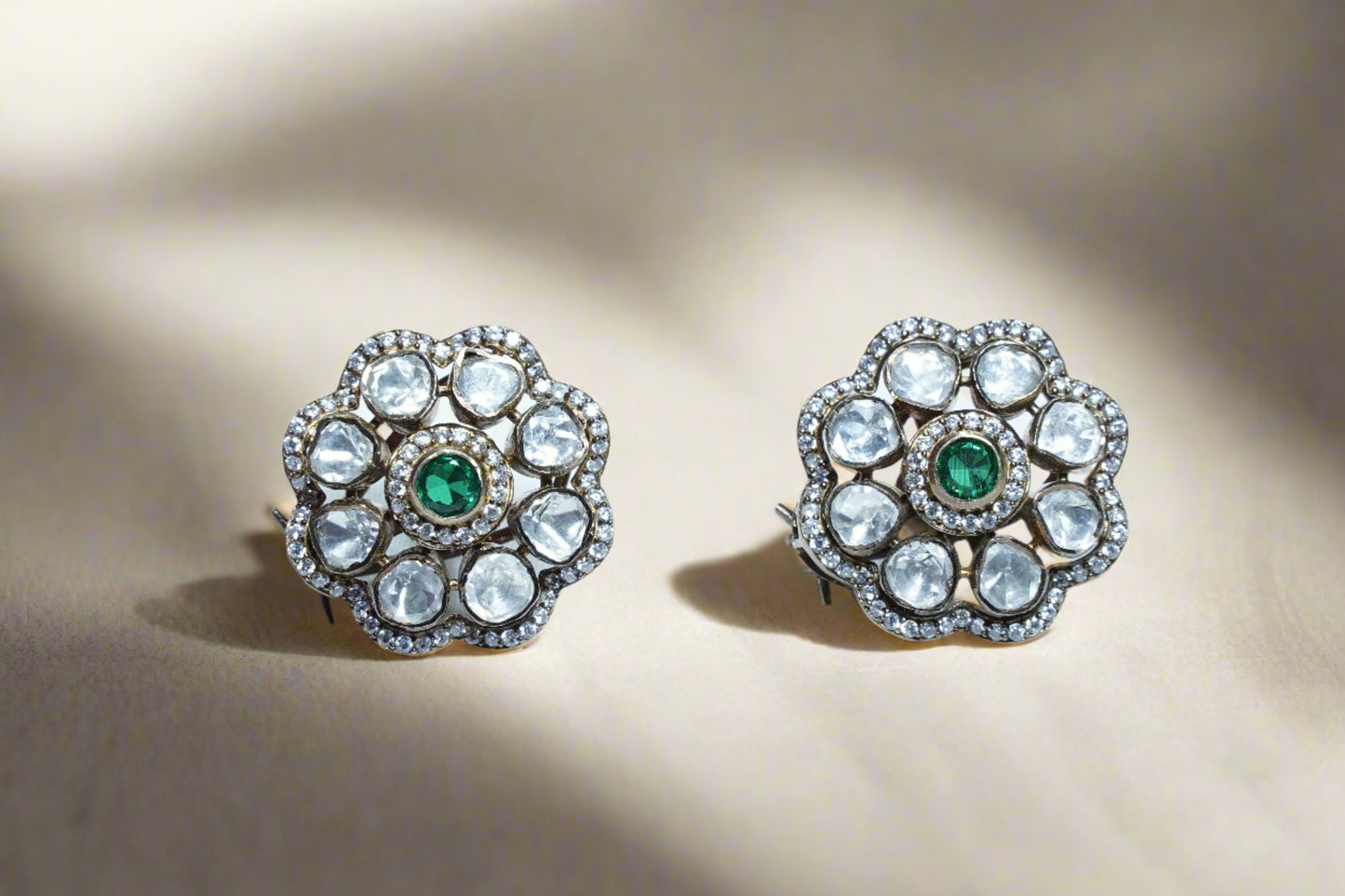 Emerald Blossom Moissanite Earrings