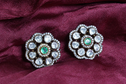 Emerald Blossom Moissanite Earrings