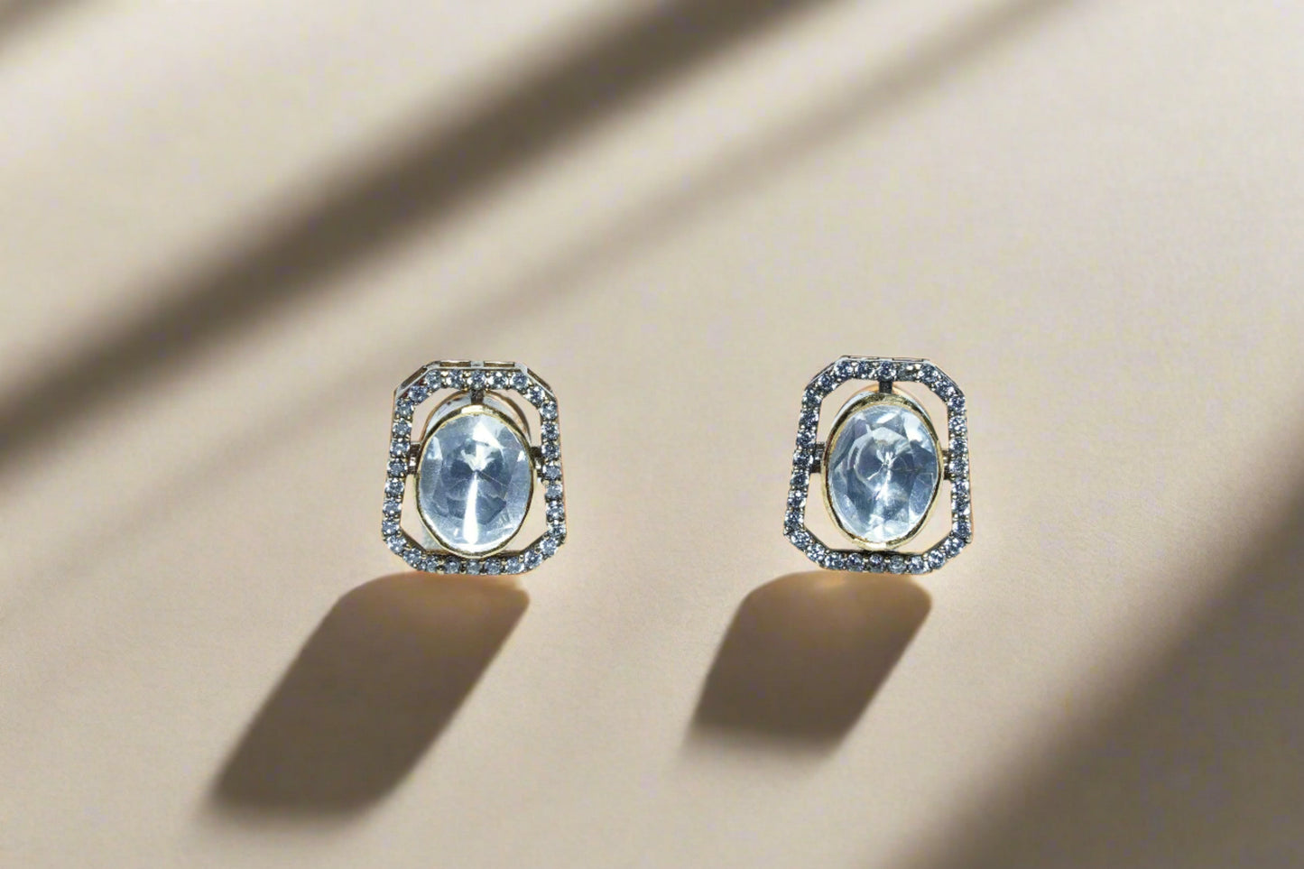 Oval Moissanite Halo Studs