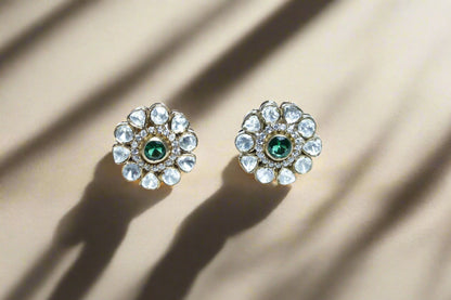 Padmini Emerald Flower Studs