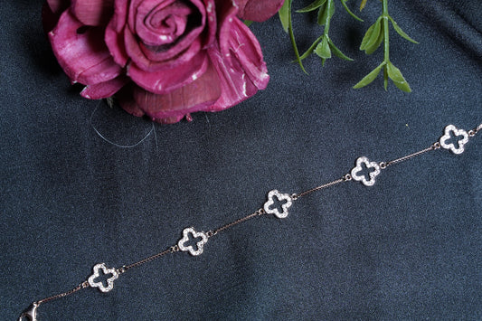 Elegant Square Flower Charm Bracelet