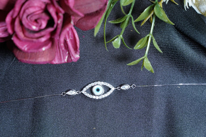 Lustrous Evil Eye Silver Bracelet