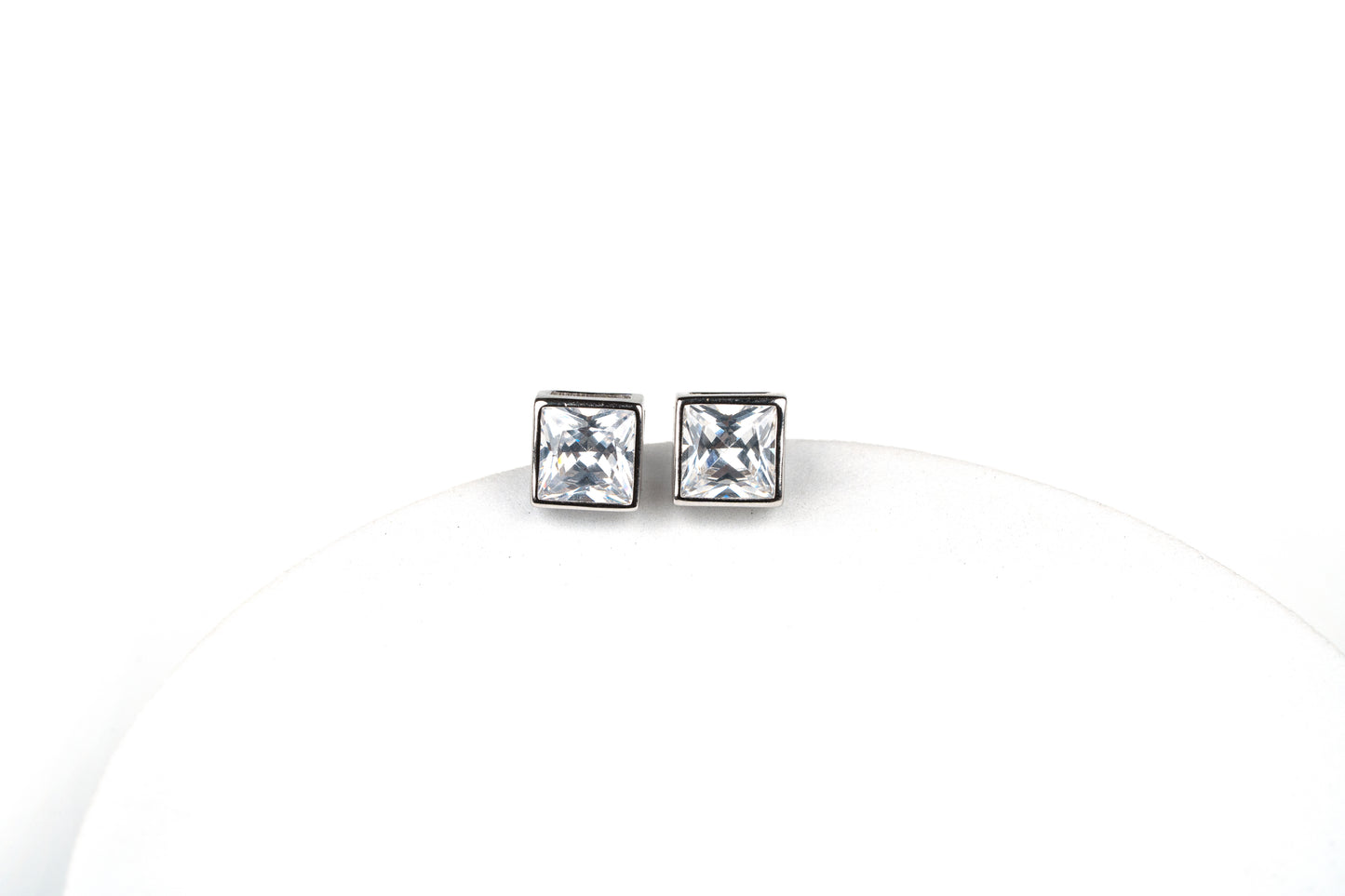 Silver Classy Square Studs