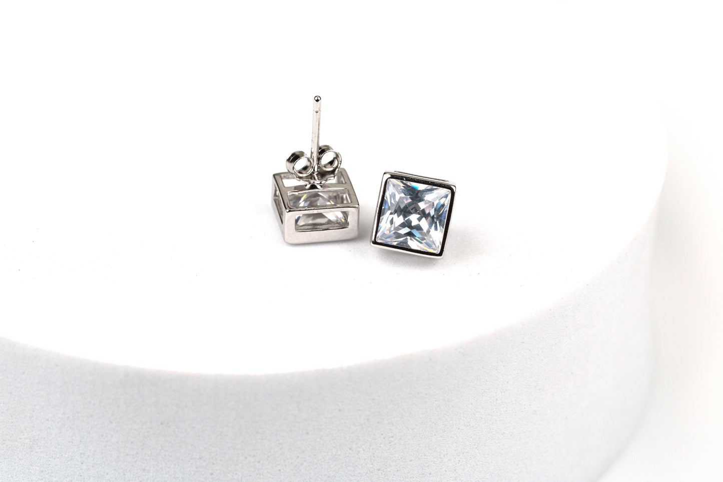 Silver Classy Square Studs