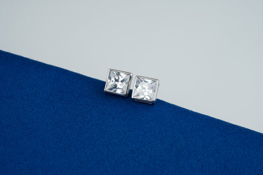 Silver Classy Square Studs