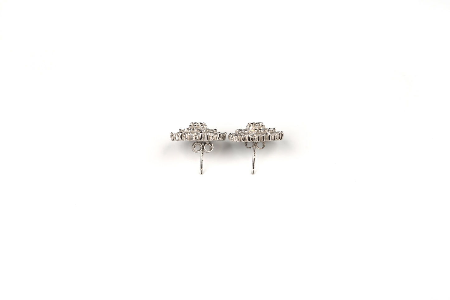 Silver Baguette Round Earrings