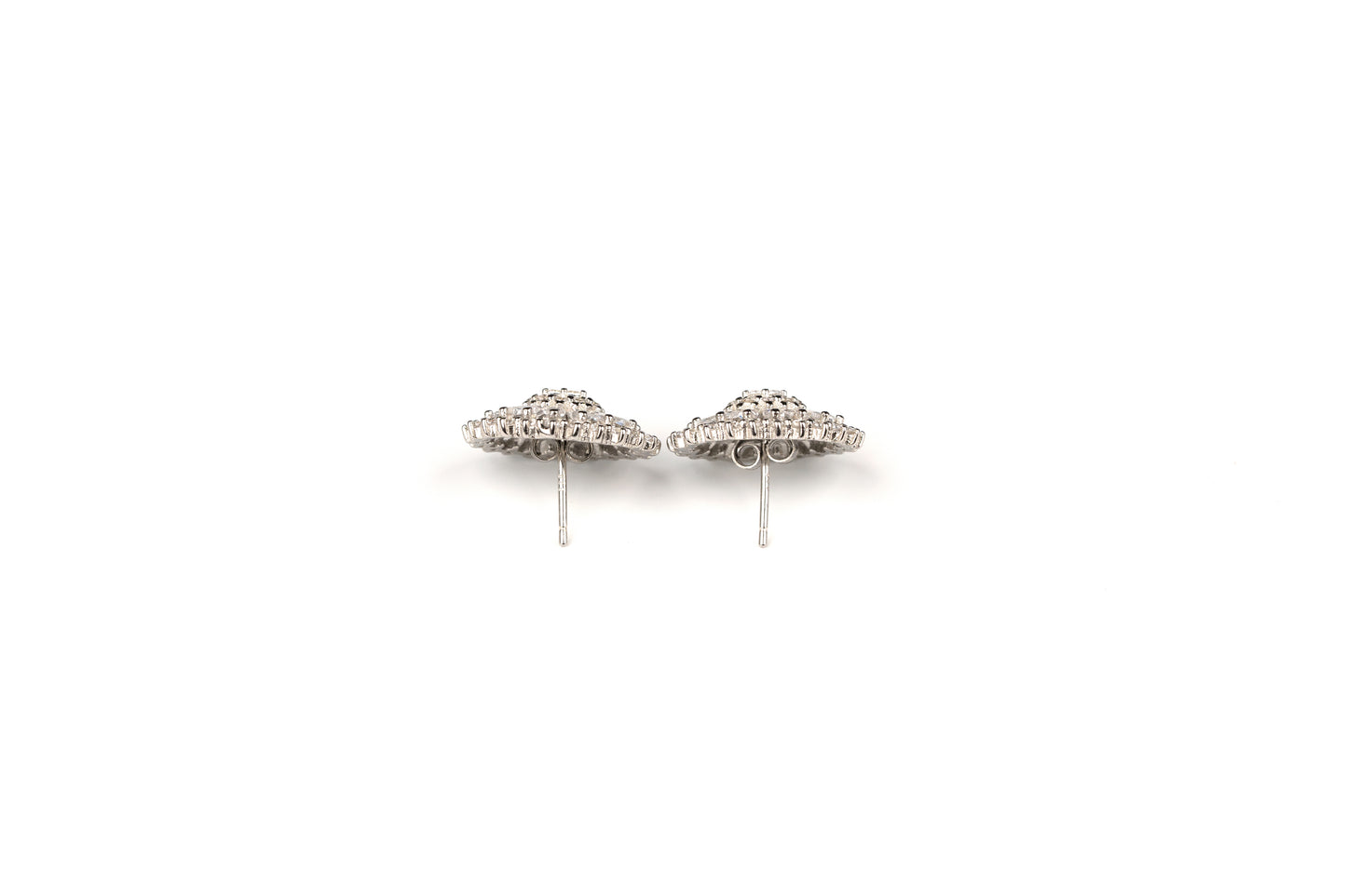 Silver Baguette Oval Earrings