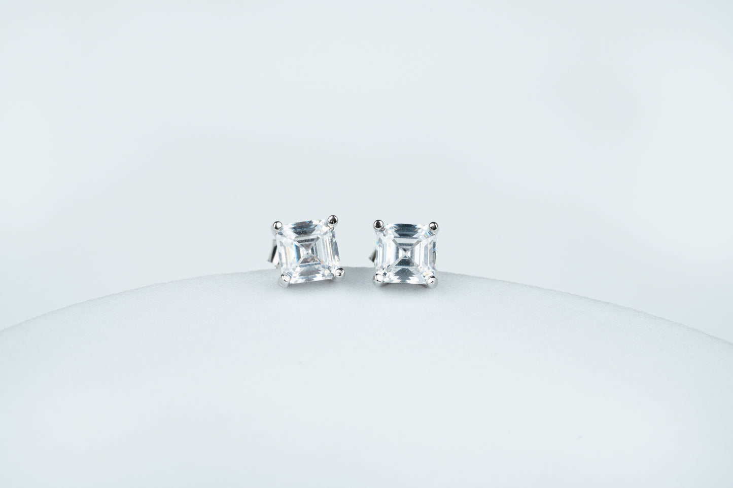 Silver Solitaire Square Studs