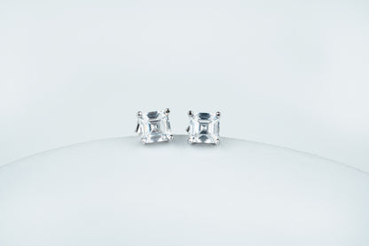 Silver Solitaire Square Studs