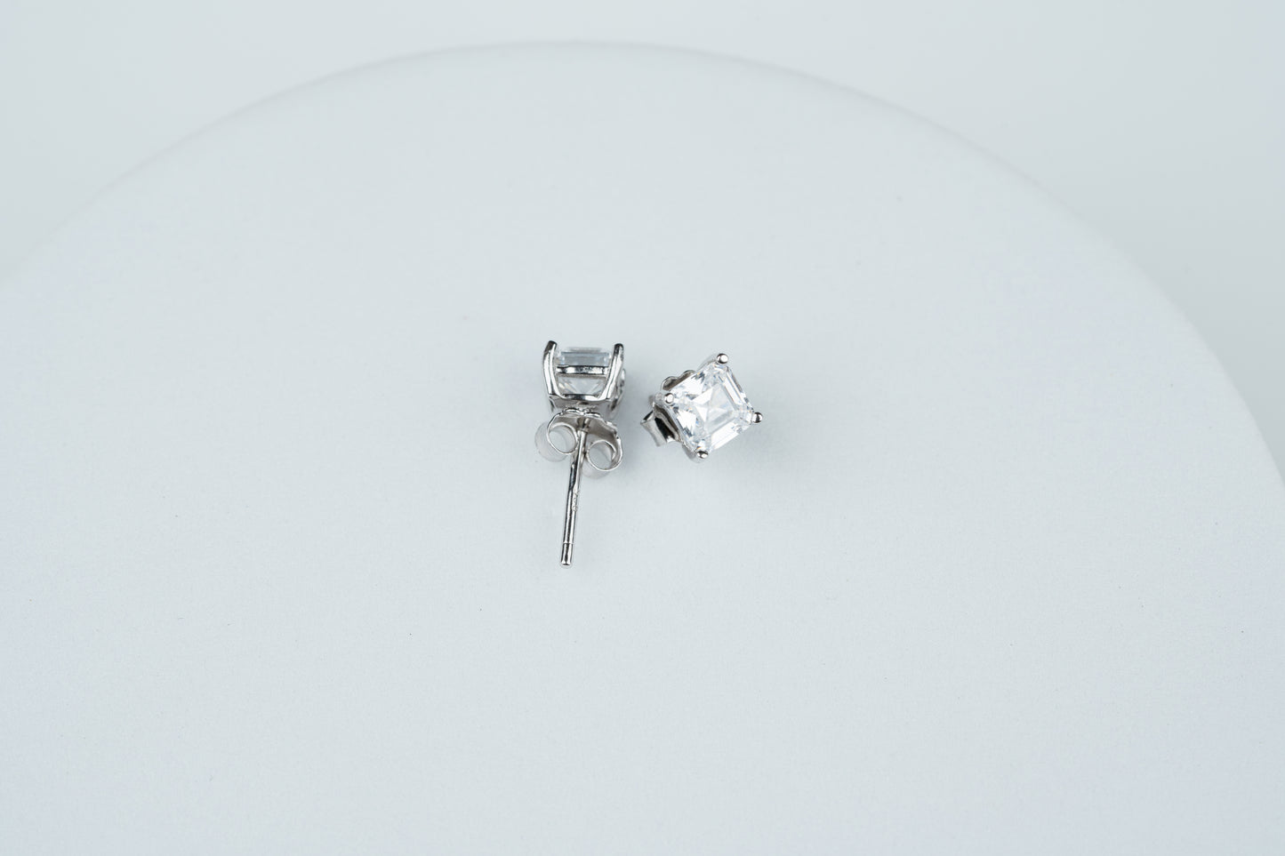 Silver Solitaire Square Studs