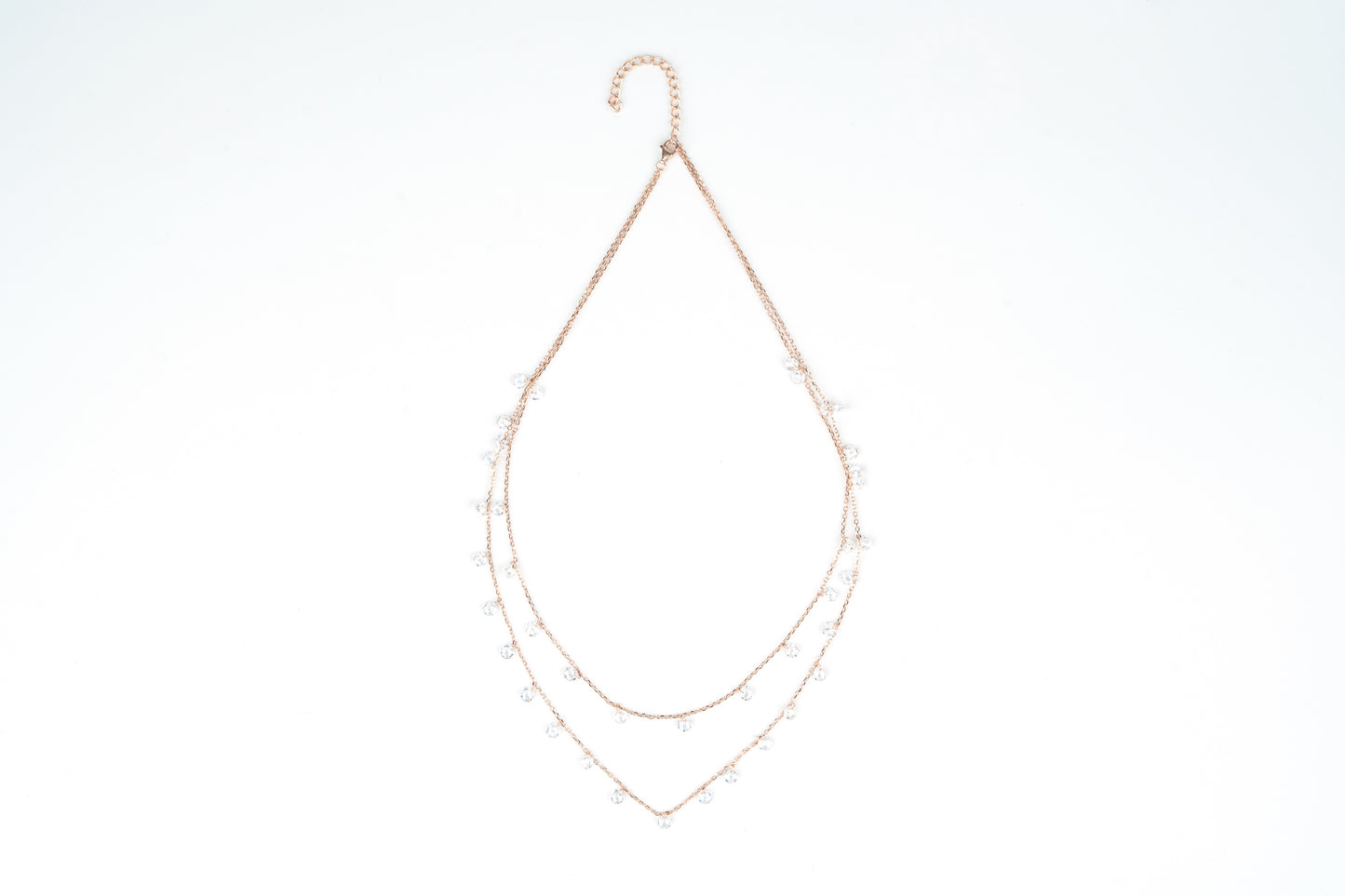 Rose Crystal Charms Dual Line Necklace