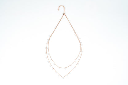 Rose Crystal Charms Dual Line Necklace