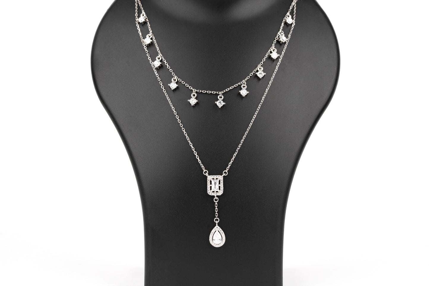 Dazzling Duo Silver Necklace