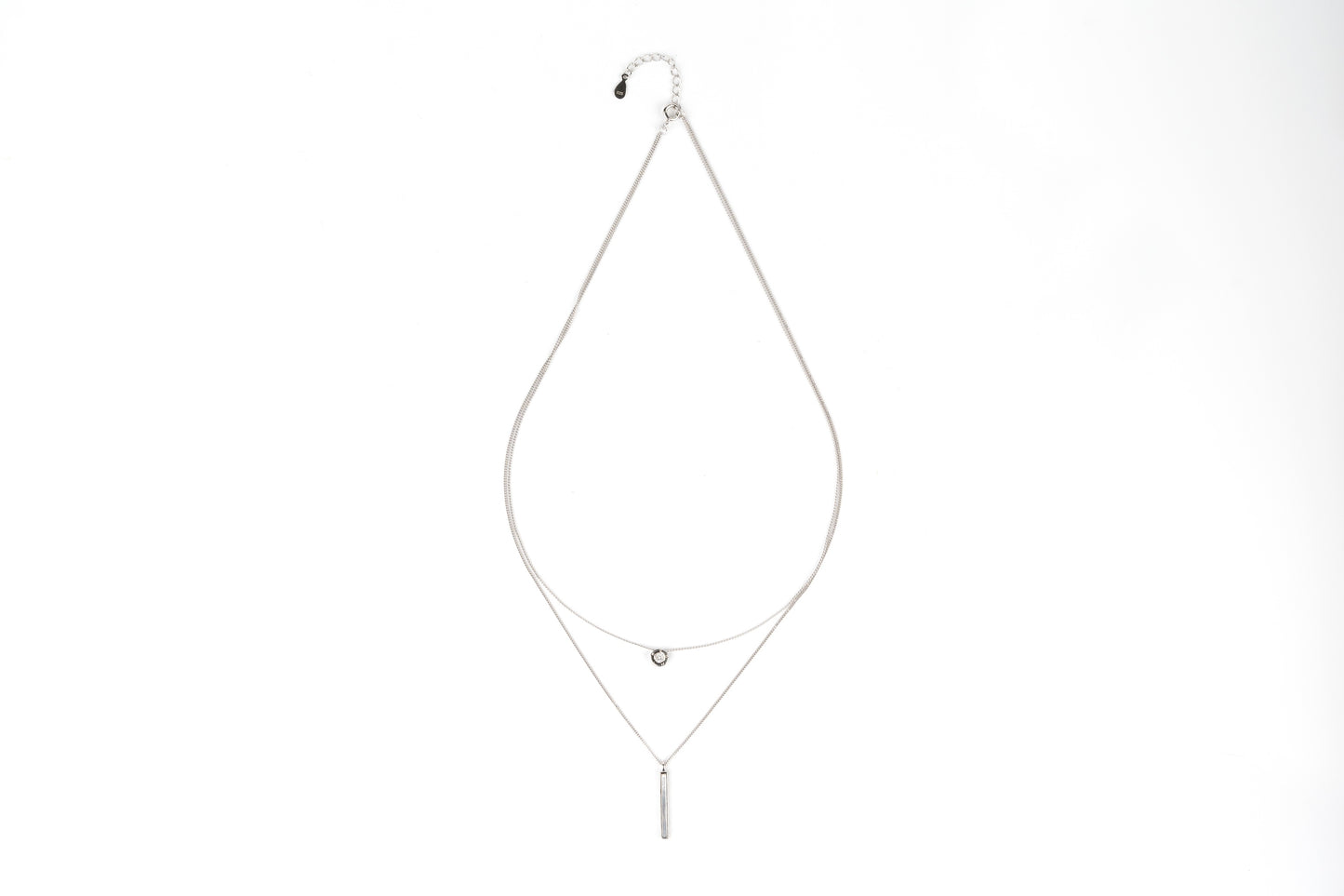 Silver Double Line Block Pendant