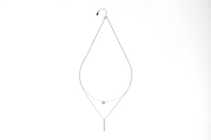 Silver Double Line Block Pendant