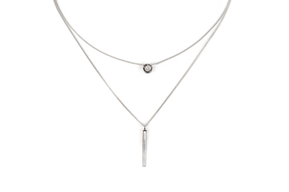 Silver Double Line Block Pendant