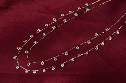 Rose Crystal Charms Dual Line Necklace