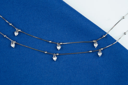 Silver Hearts Hanging Anklet