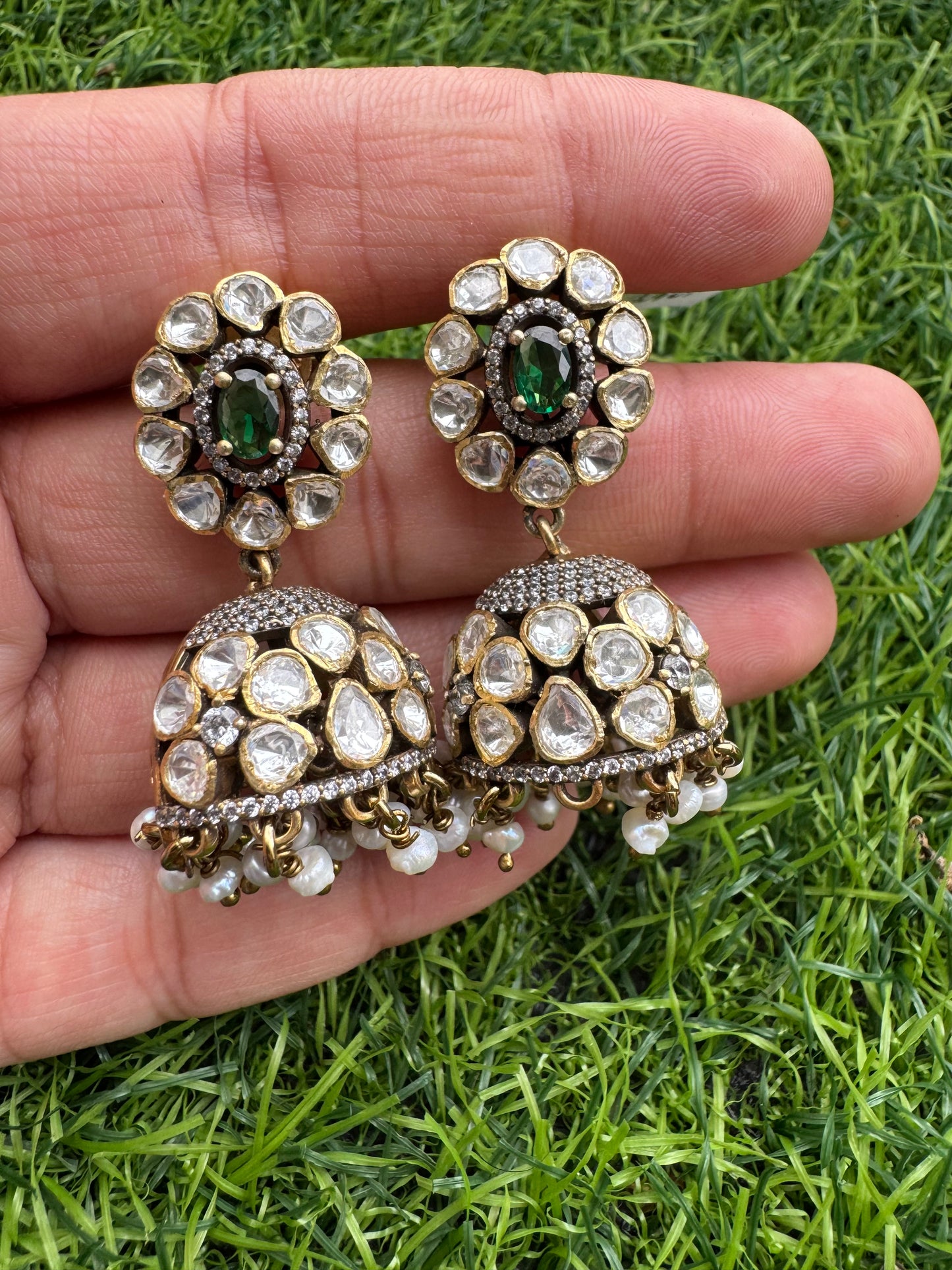 Green Bloom Jhumka