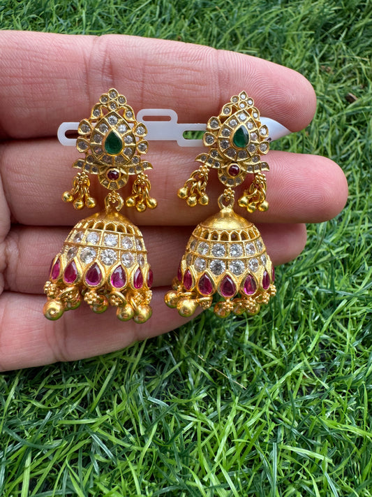 Green Floral Jhumka