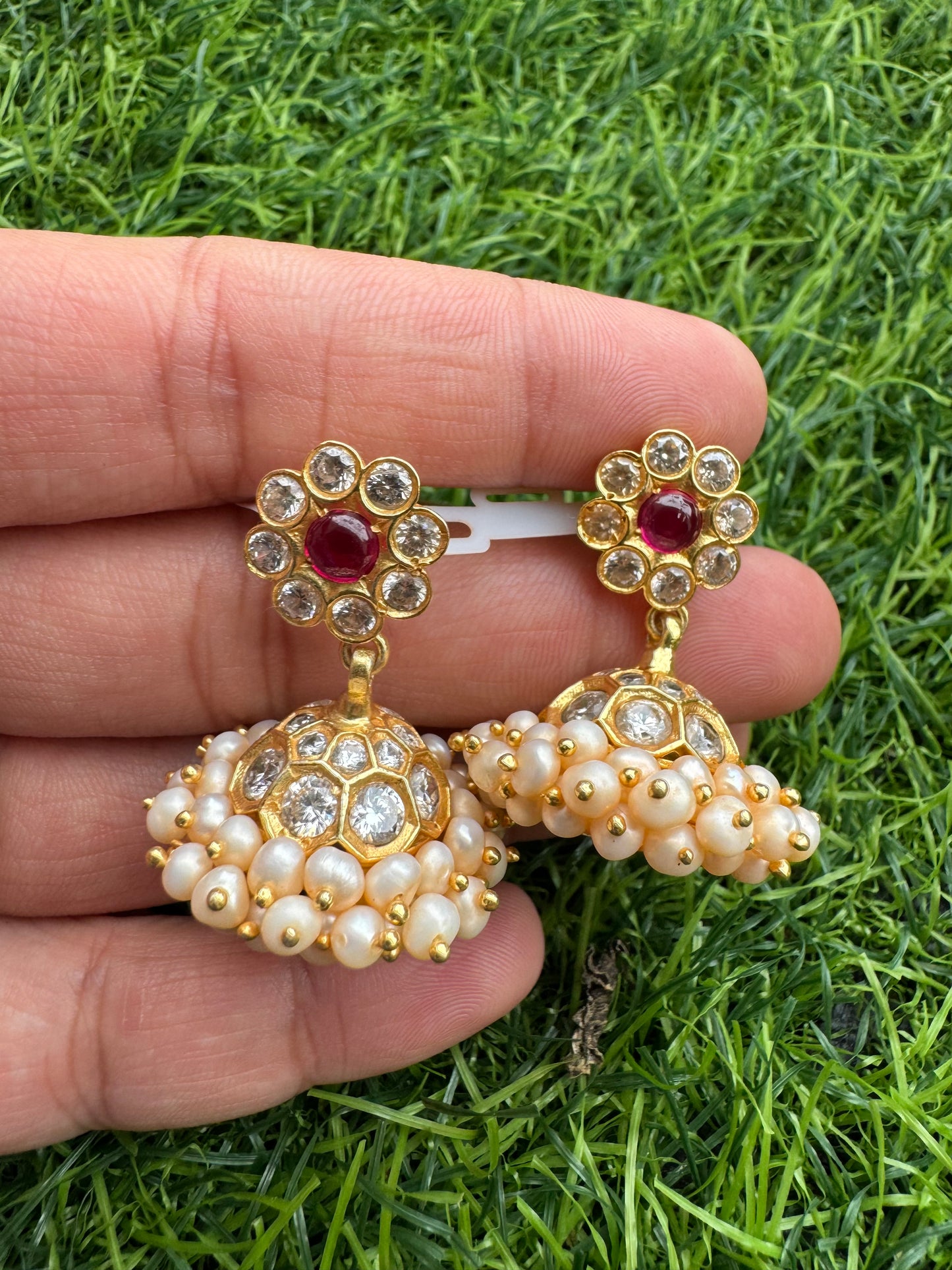 Maroon Floral Jhumka