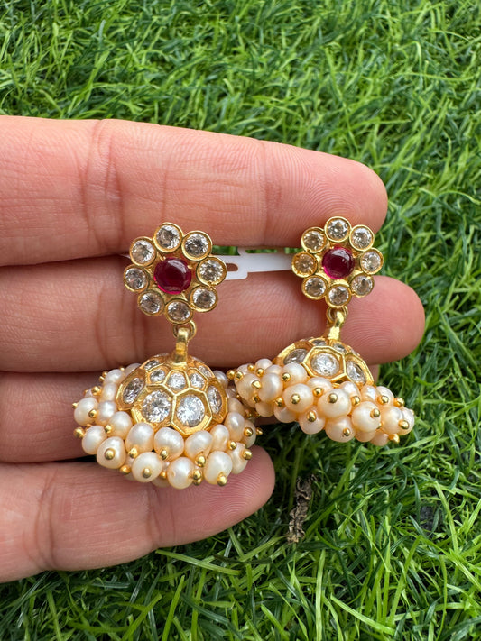 Maroon Floral Jhumka