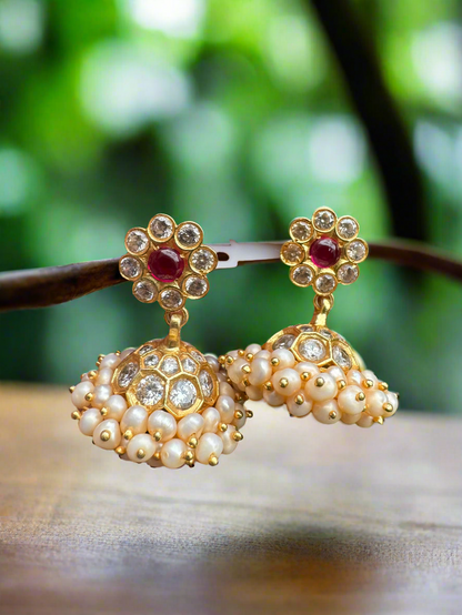 Maroon Floral Jhumka