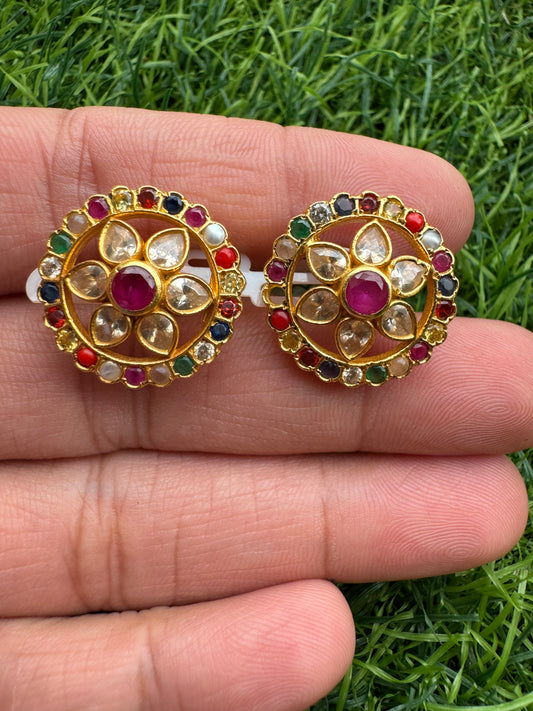 Navratna Round Studs