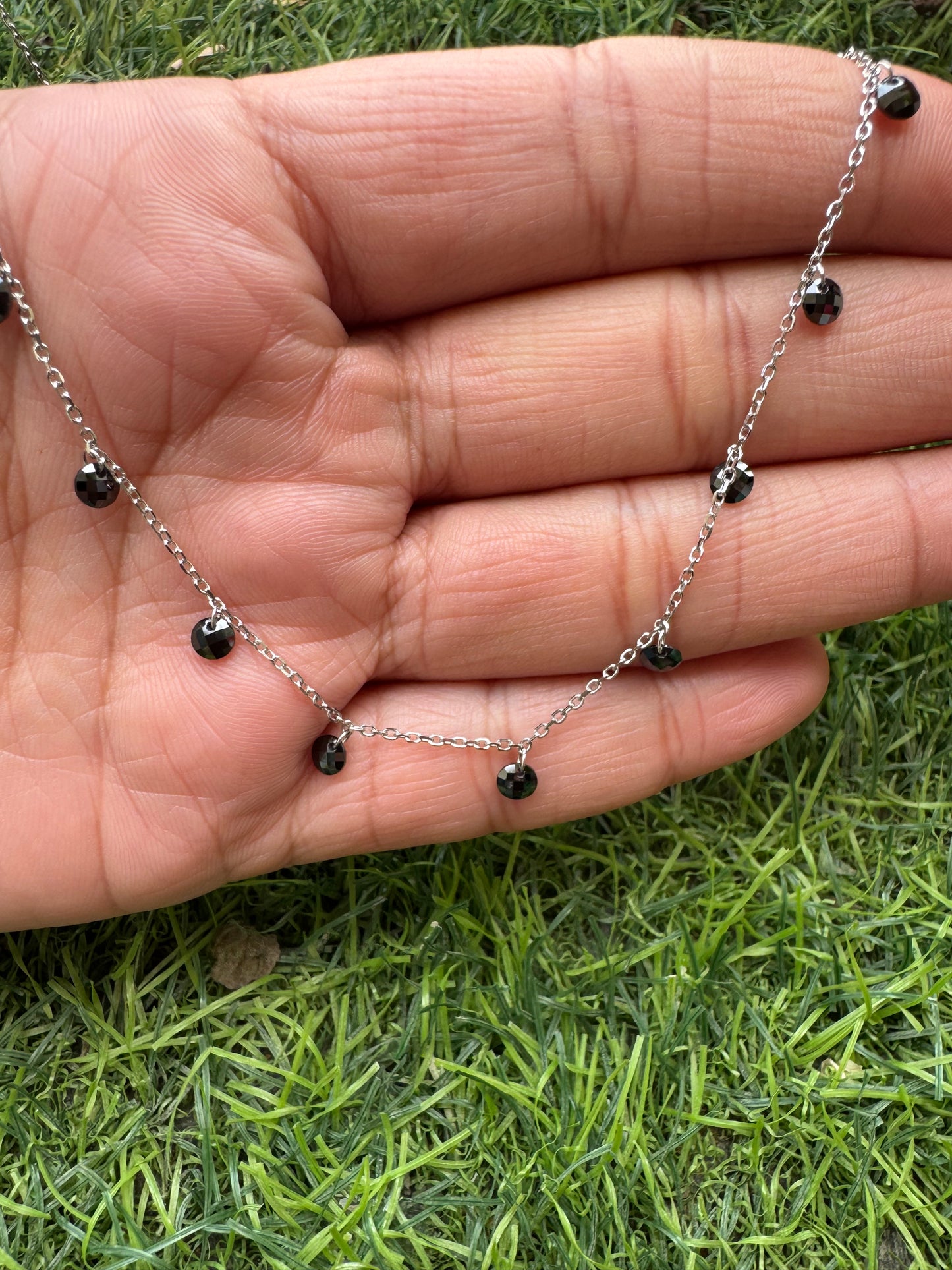 Pure Elegance Black Necklace (Round Crystals)
