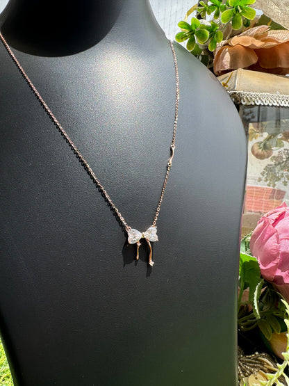 Rose Gold Bow Charm Pendant