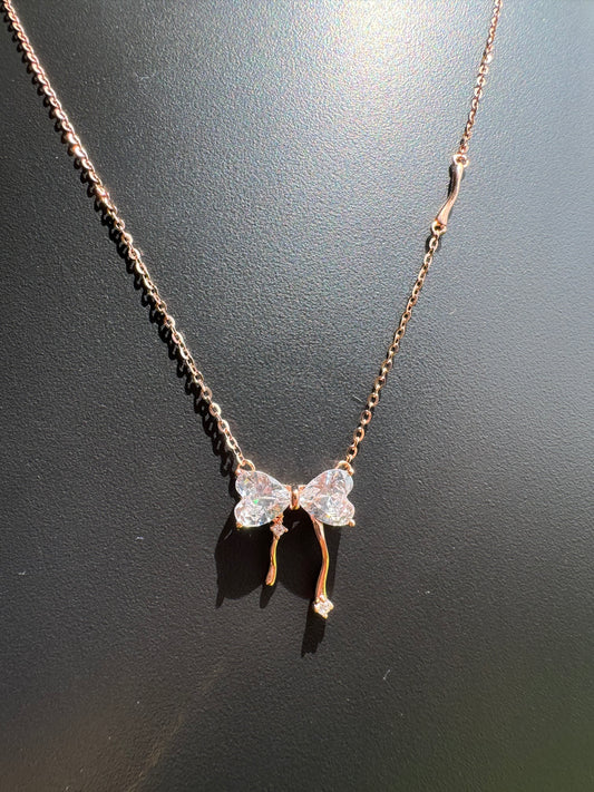 Rose Gold Bow Charm Pendant