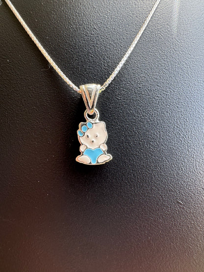 Blue Kitty Charm Pendant