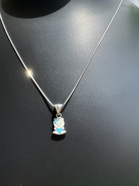 Blue Kitty Charm Pendant