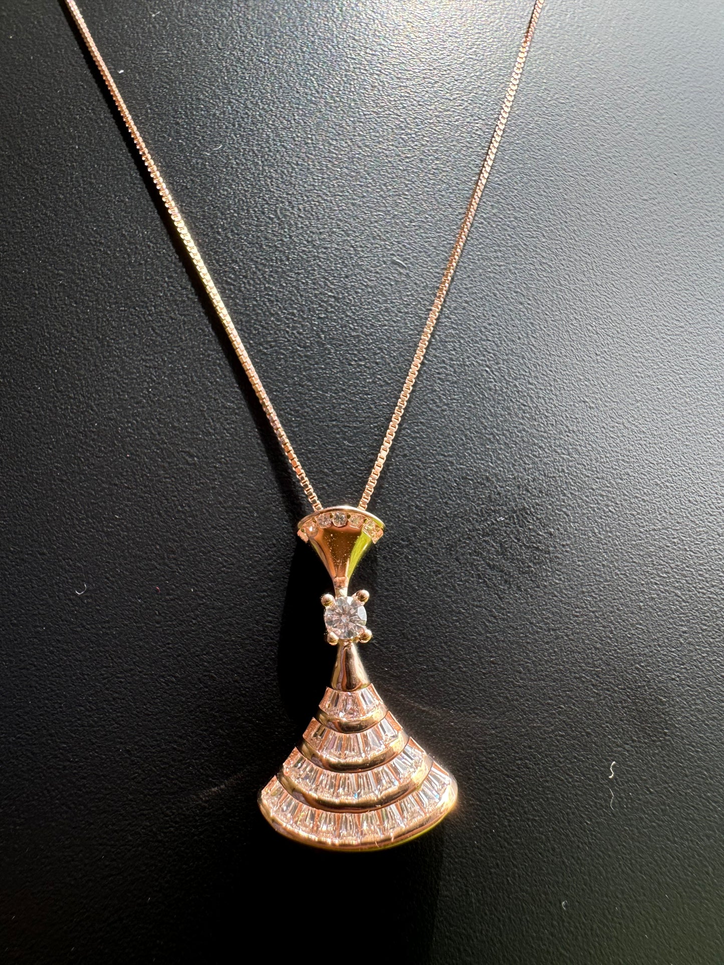 Rose Gold Radiance Eiffel Tower Pendant