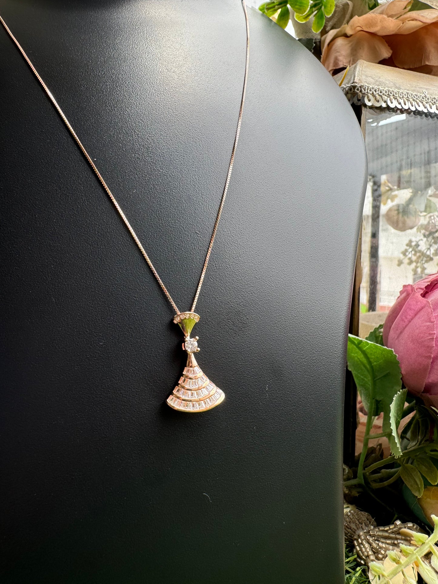 Rose Gold Radiance Eiffel Tower Pendant