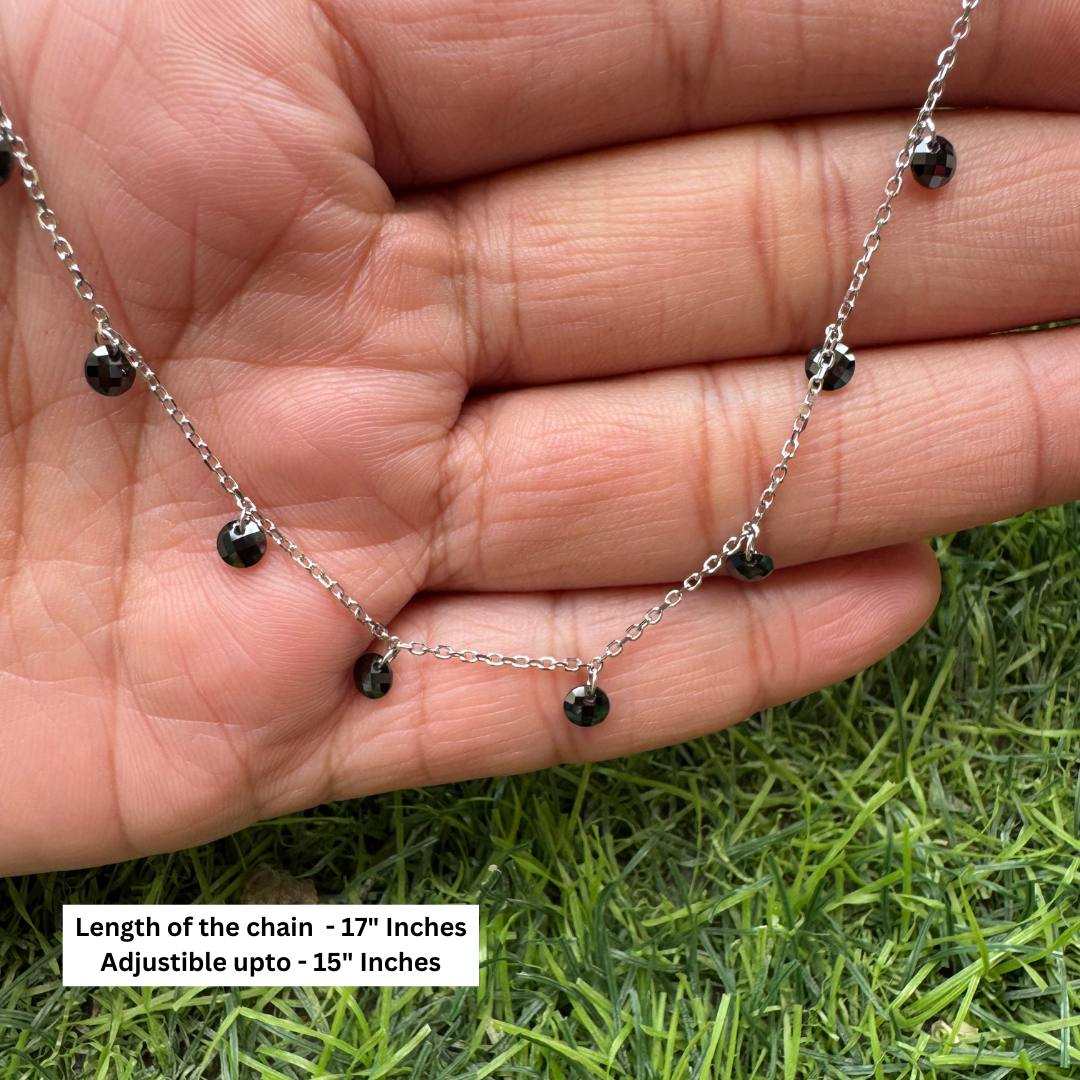 Pure Elegance Black Necklace (Round Crystals)