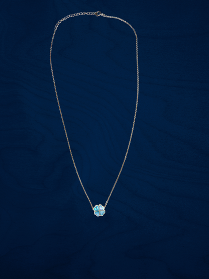 Charming Blue Floral Pendant with Chain