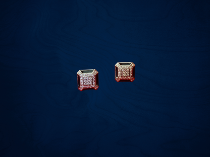 Silver-Black Square Studs