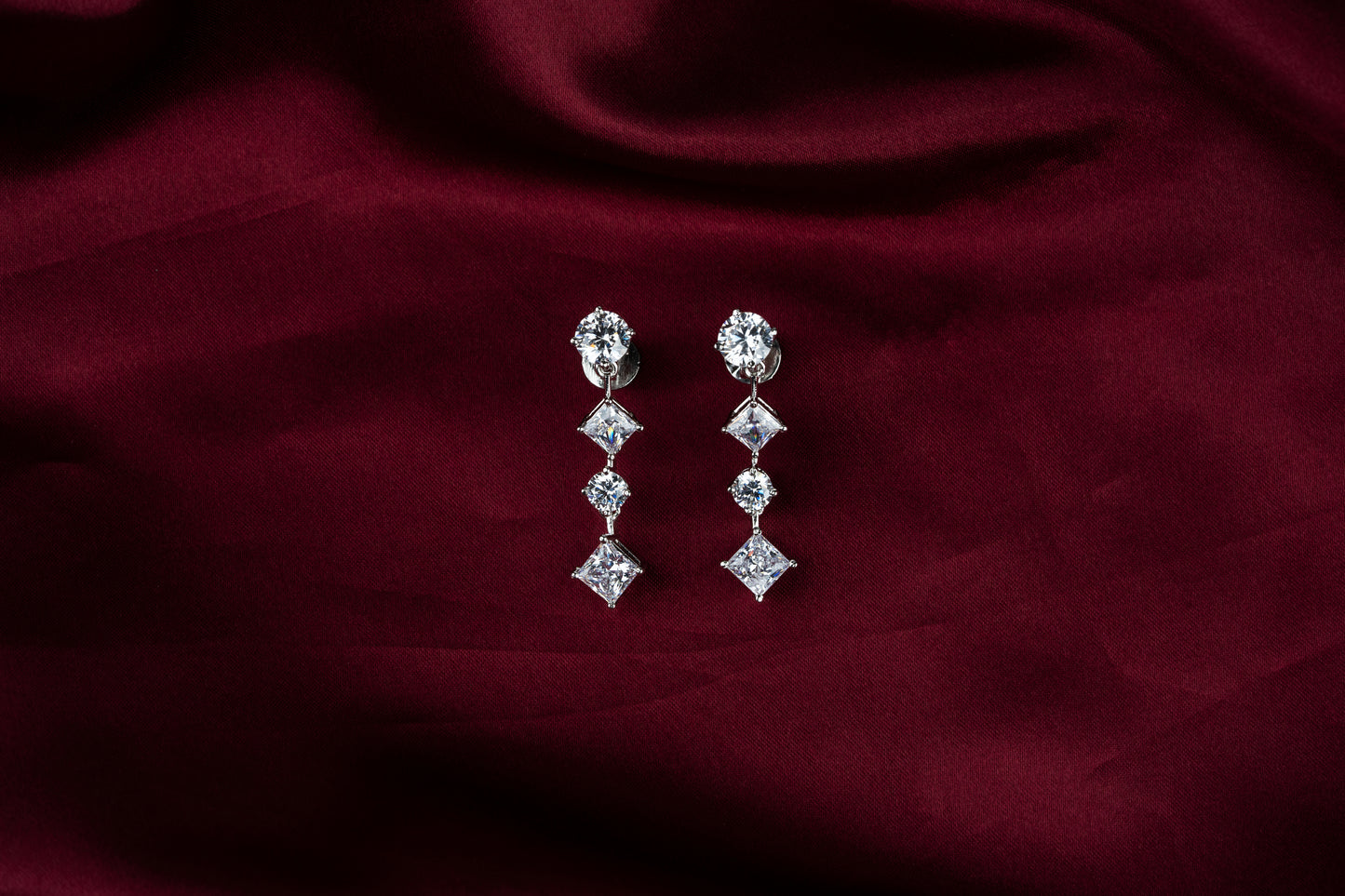 Sparkling Cluster Cubic Zirconia Earrings