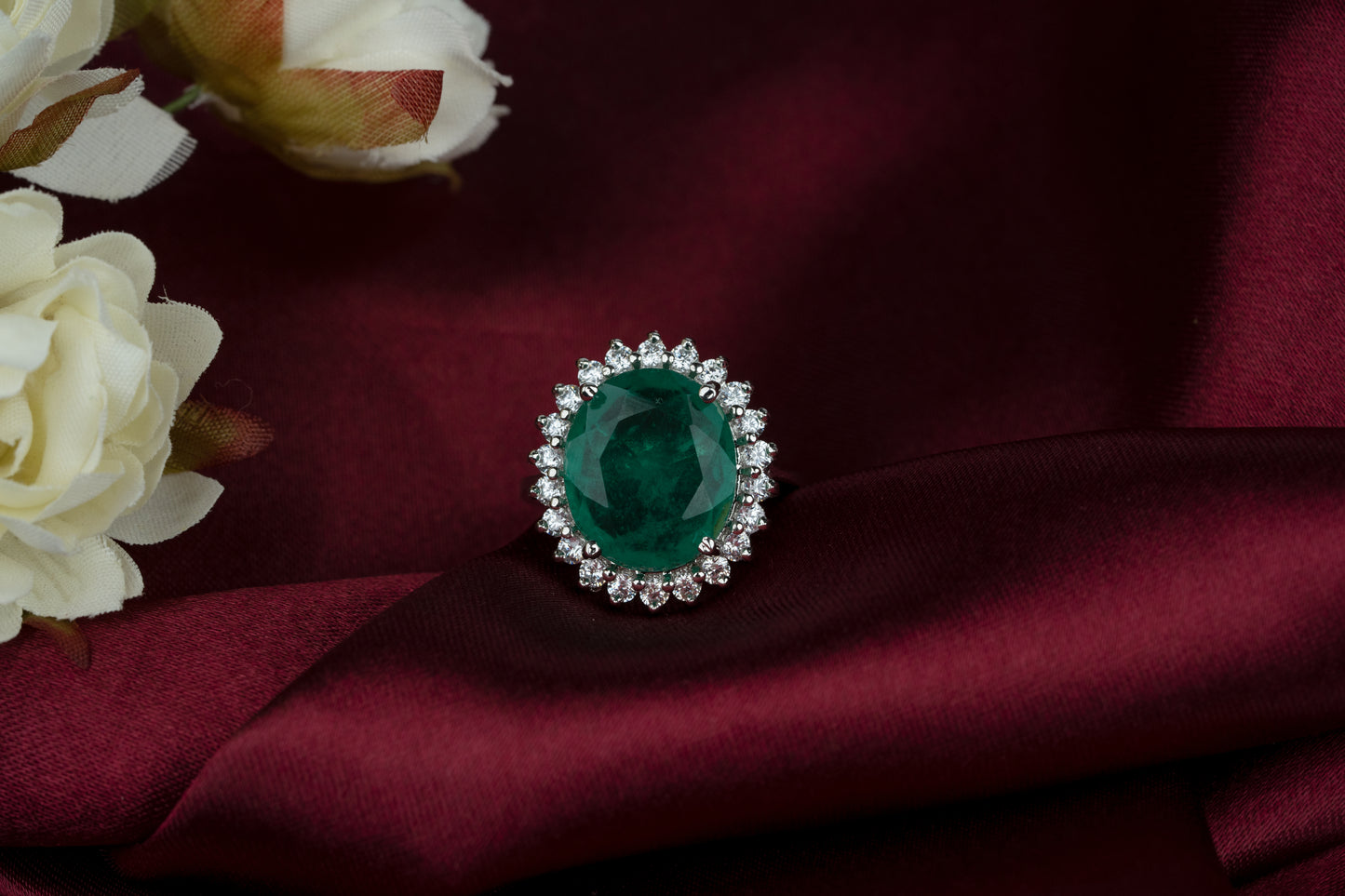 Luminous Emerald Cocktail Ring