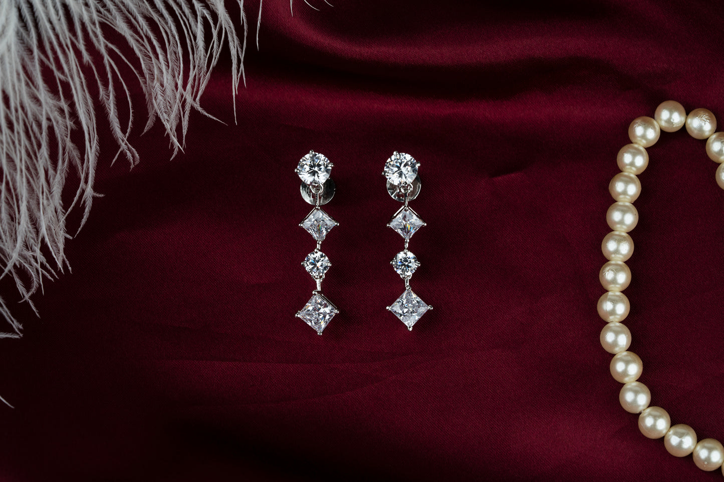 Sparkling Cluster Cubic Zirconia Earrings