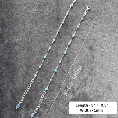 Silver Blue Crystals Anklet