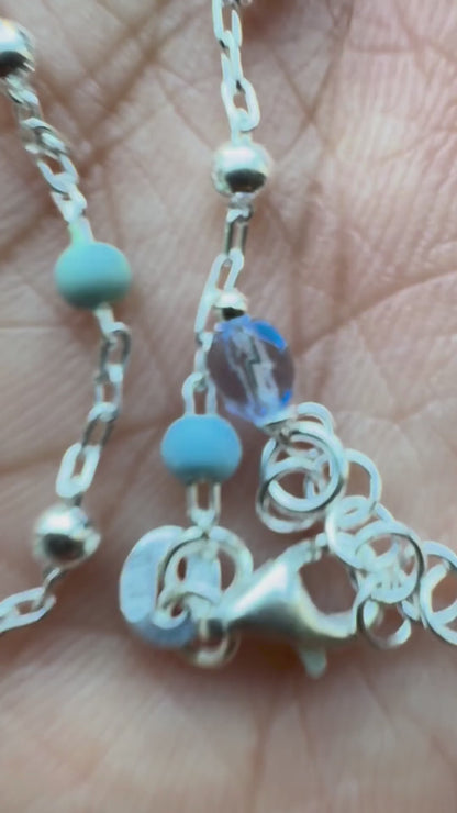 Silver Blue Crystals Anklet